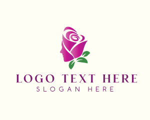 Hairdresser - Beauty Rose Woman logo design