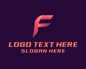 Shop - Gradient Ribbon Letter F logo design