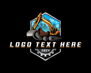 Bulldozer - Excavator Machinery Digger logo design