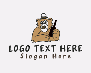 Lounge - Bear Bottle Hat logo design