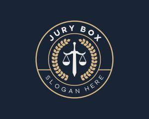 Jury - Justice Sword Scale logo design