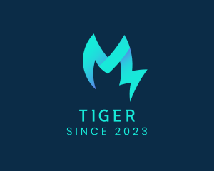 Thunder - Lightning Bolt Letter M logo design
