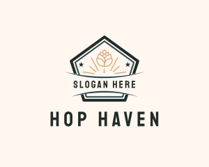 Hops Barley Badge logo design