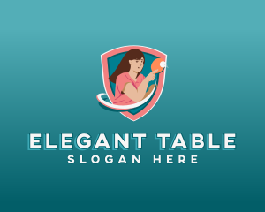 Female Table Tennis Player logo design