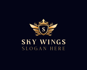 Wing Crown Shield logo design