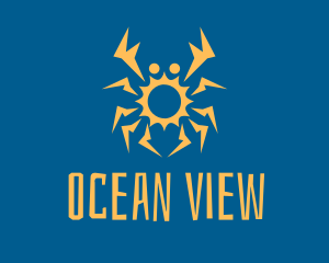 Orange Sun Crab logo design