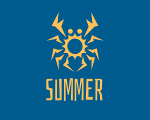 Orange Sun Crab logo design