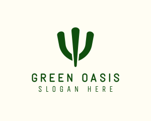 Simple Green Cactus  logo design