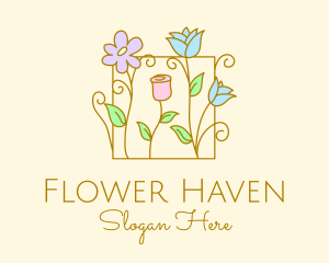 Minimalist Plant Flowers logo design