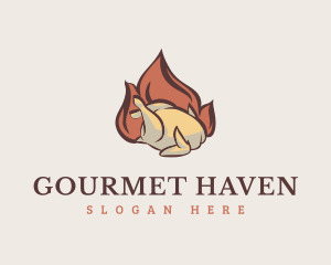 Flaming Chicken Restaurant logo design