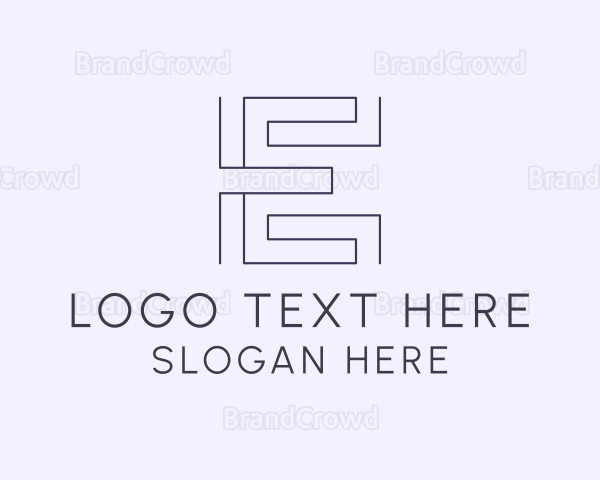 Geometric Maze letter E Logo