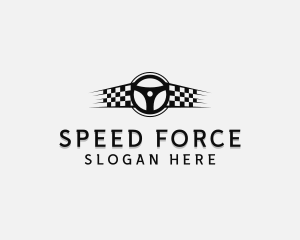 Race Flag Steering Wheel logo design