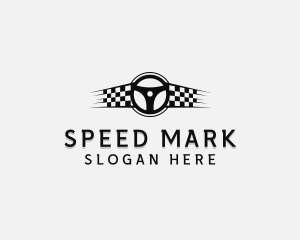 Race Flag Steering Wheel logo design