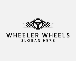 Race Flag Steering Wheel logo design