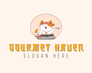 Cat Sushi Dining logo design