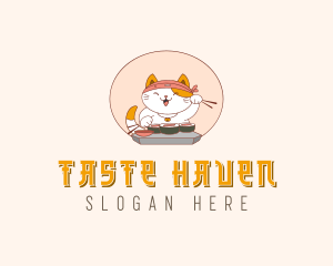 Cat Sushi Dining logo design