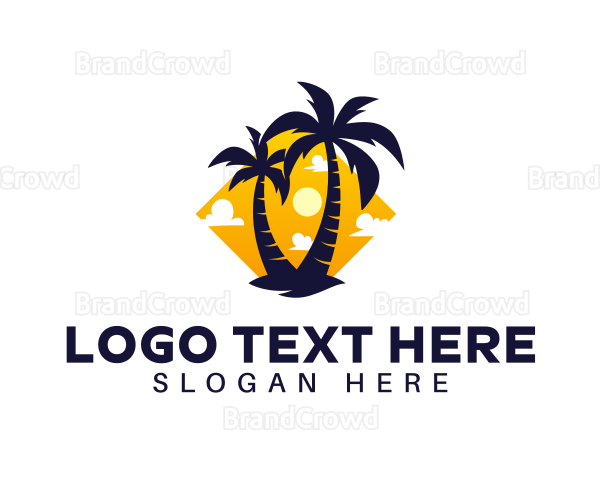 Summer Palm Tree Island Logo