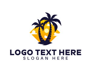 Island - Summer Palm Tree Island logo design