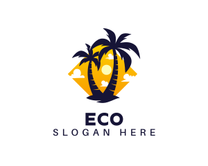 Summer Palm Tree Island Logo