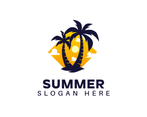 Summer Palm Tree Island logo design