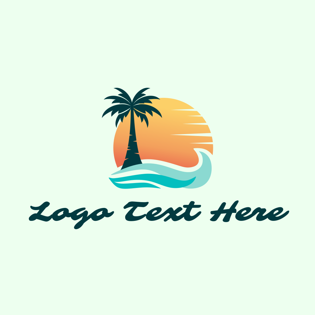 Sunset Ocean Palm Tree Logo | BrandCrowd Logo Maker