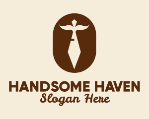 Handsome - Brown Mustache Necktie logo design