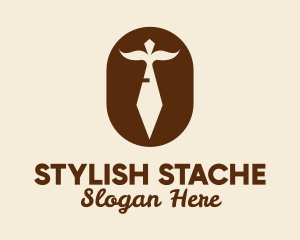 Brown Mustache Necktie  logo design