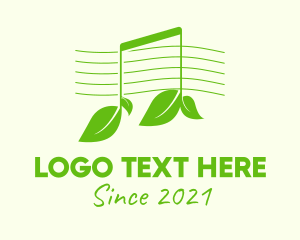 Audiovisual - Green Note Leaf logo design