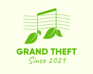 Musical - Green Note Leaf logo design