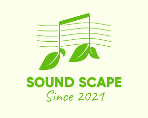 Audiovisual - Green Note Leaf logo design