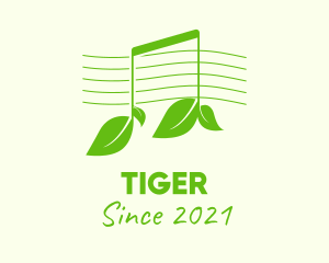 Media Player - Green Note Leaf logo design