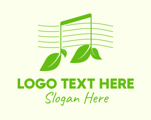 Green Note Leaf  Logo