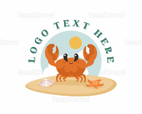 Cute Crab Cartoon Logo