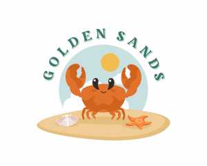 Cute Crab Cartoon logo design