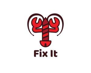 Lobster Wrench Screw logo design