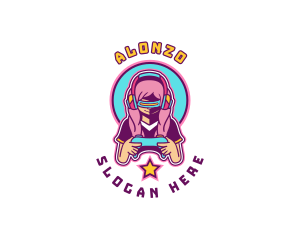 Virtual Woman Gamer logo design