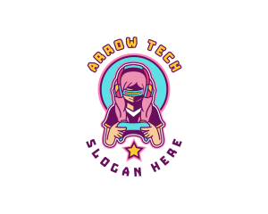 Virtual Woman Gamer logo design