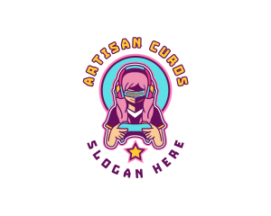 Virtual Woman Gamer logo design