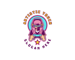 Virtual Woman Gamer logo design