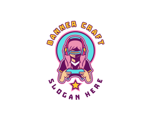 Virtual Woman Gamer logo design