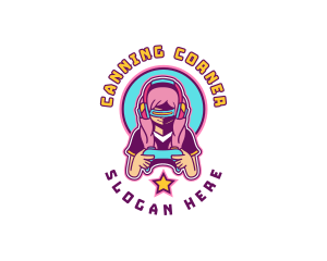 Virtual Woman Gamer logo design