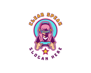 Virtual Woman Gamer logo design