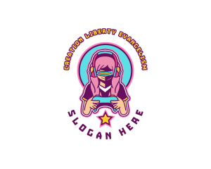 Virtual Woman Gamer logo design