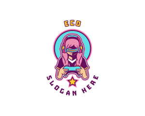 Virtual Woman Gamer logo design