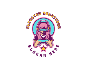 Virtual Woman Gamer logo design