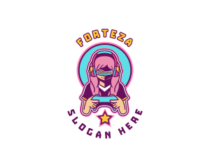 Virtual Woman Gamer logo design