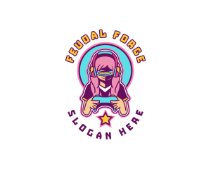 Virtual Woman Gamer logo design