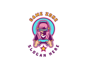 Virtual Woman Gamer logo design