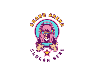 Virtual Woman Gamer logo design