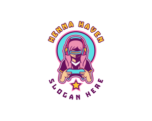 Virtual Woman Gamer logo design